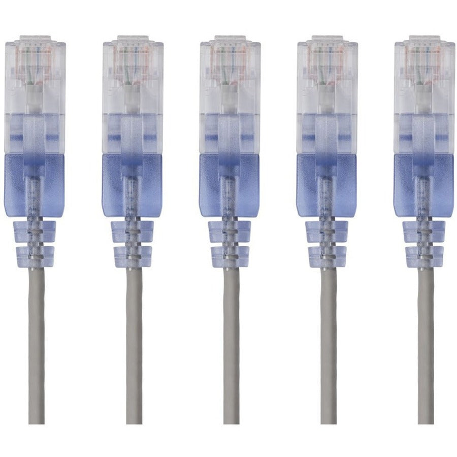 Monoprice 5-Pack SlimRun Cat6A Ethernet Network Patch Cable 3ft Gray