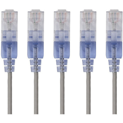 Monoprice 5-Pack SlimRun Cat6A Ethernet Network Patch Cable 3ft Gray