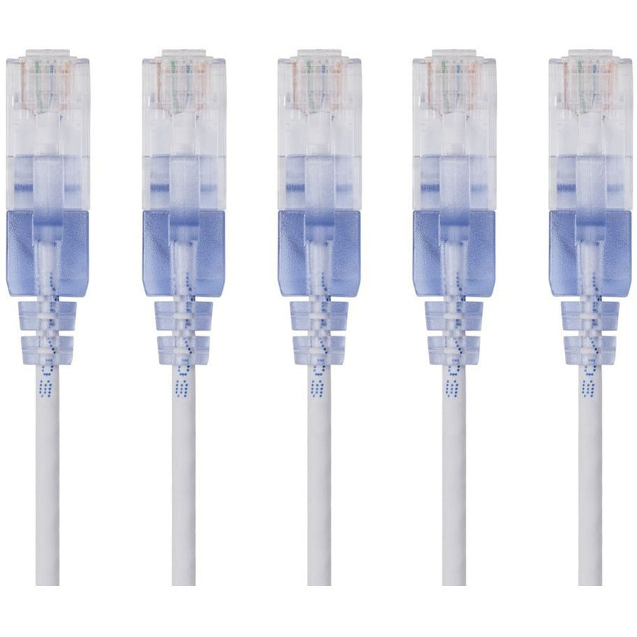 Monoprice 5-Pack SlimRun Cat6A Ethernet Network Patch Cable 3ft White