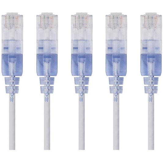 Monoprice 5-Pack SlimRun Cat6A Ethernet Network Patch Cable 3ft White