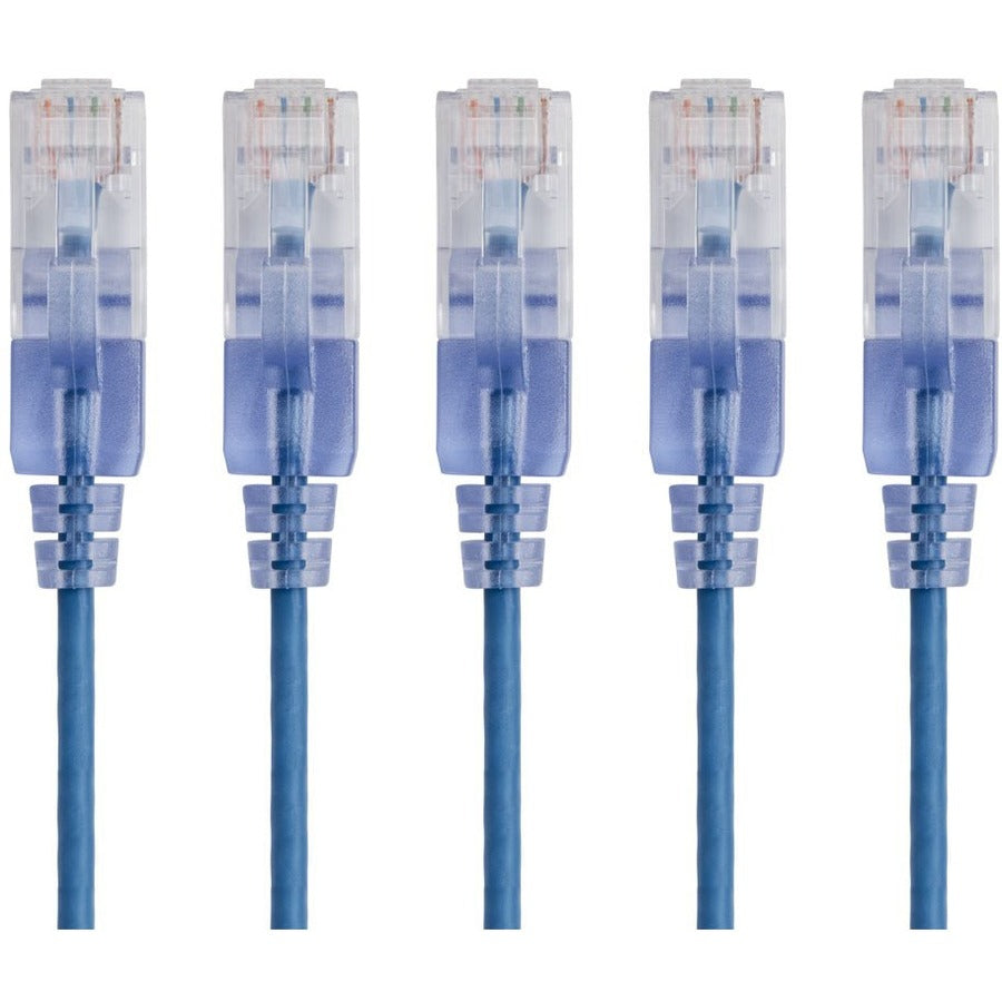 Monoprice 5-Pack SlimRun Cat6A Ethernet Network Patch Cable 1ft Blue