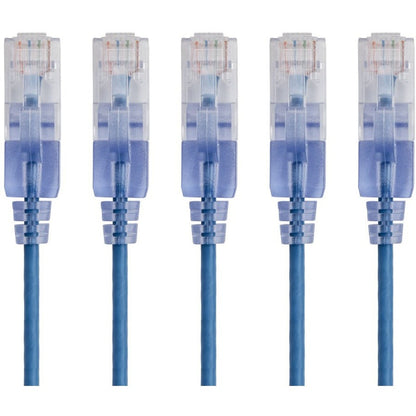 Monoprice 5-Pack SlimRun Cat6A Ethernet Network Patch Cable 1ft Blue