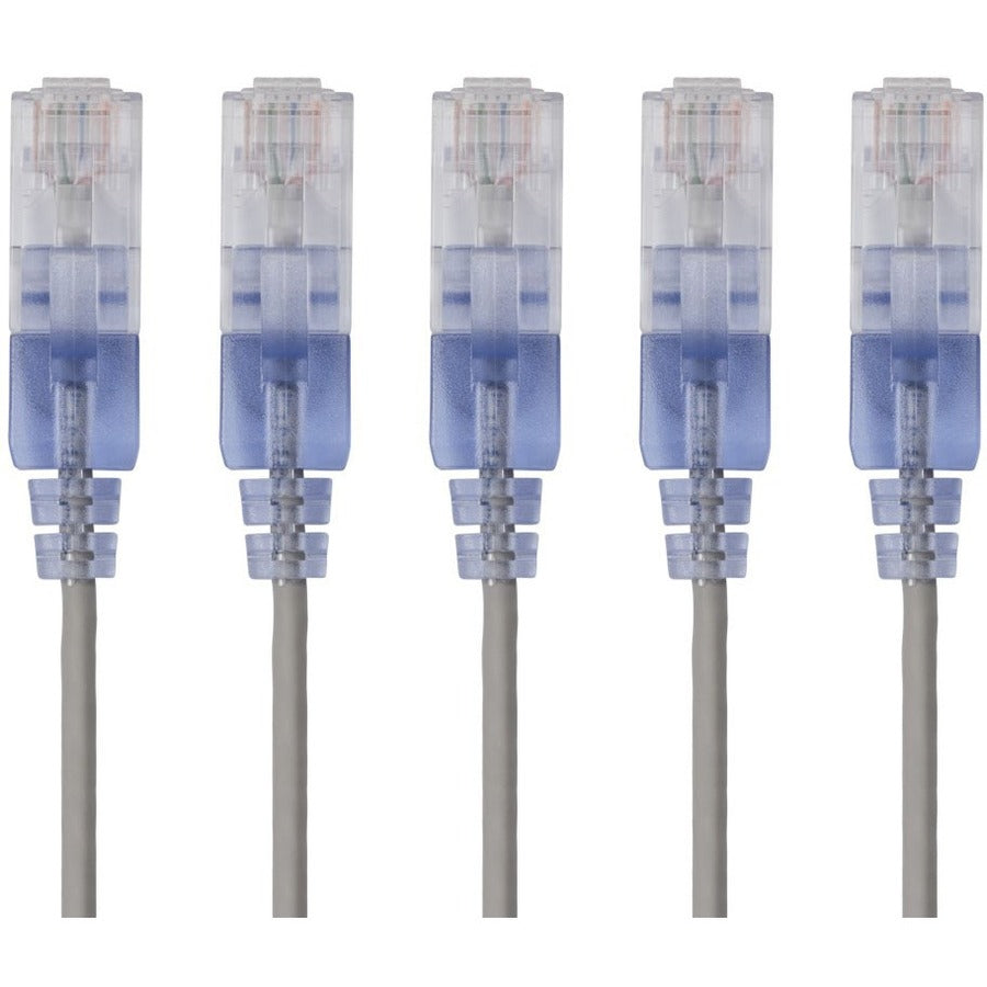 Monoprice 5-Pack SlimRun Cat6A Ethernet Network Patch Cable 1ft Gray