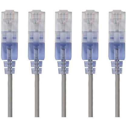 Monoprice 5-Pack SlimRun Cat6A Ethernet Network Patch Cable 1ft Gray