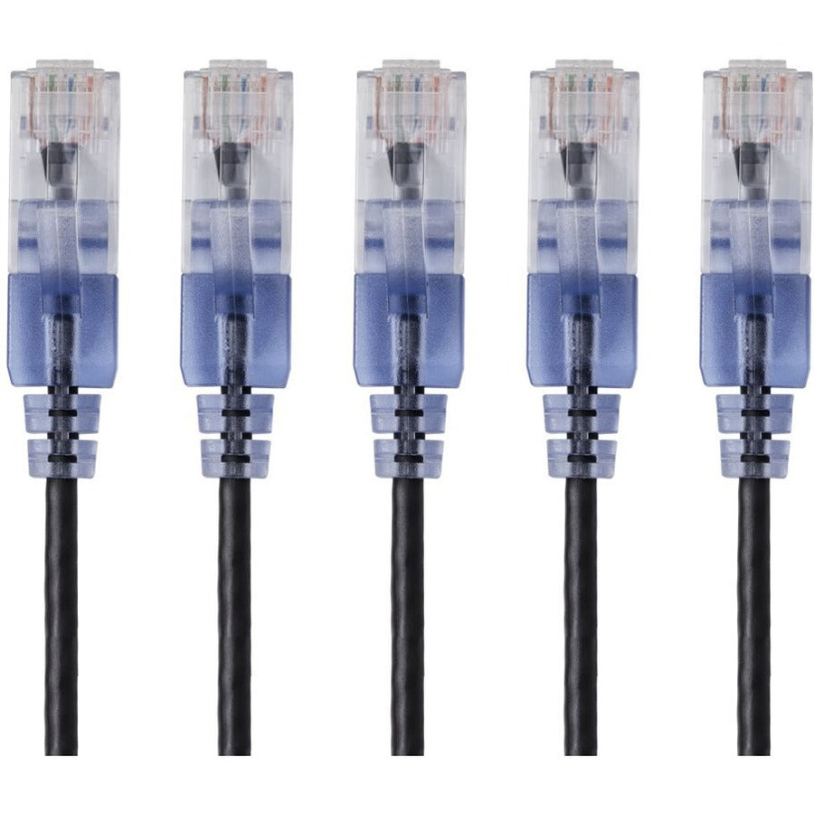 Monoprice 5-Pack SlimRun Cat6A Ethernet Network Patch Cable 3ft Black