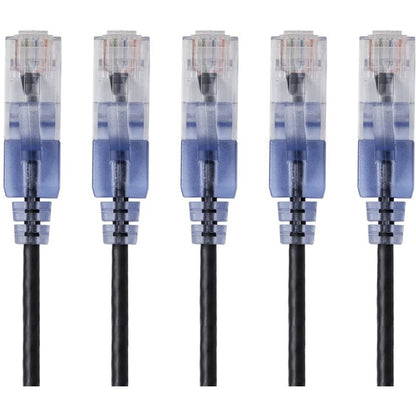 Monoprice 5-Pack SlimRun Cat6A Ethernet Network Patch Cable 3ft Black