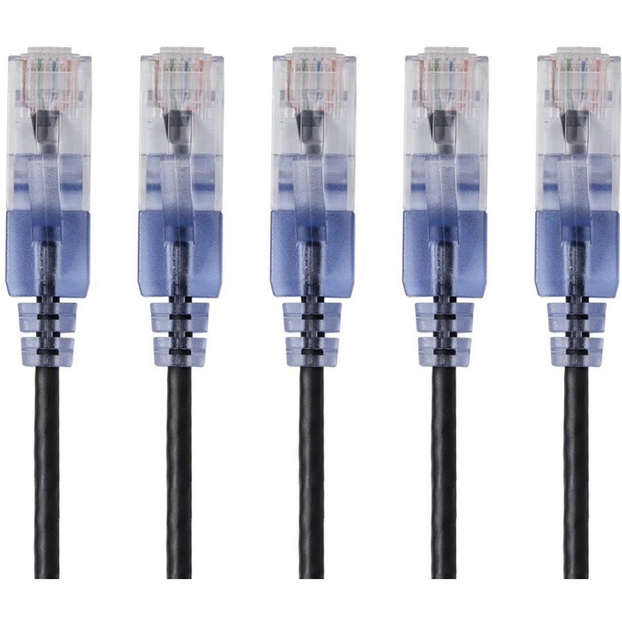 Monoprice 5-Pack SlimRun Cat6A Ethernet Network Patch Cable 5ft Black