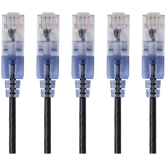 Monoprice 5-Pack SlimRun Cat6A Ethernet Network Patch Cable 5ft Black
