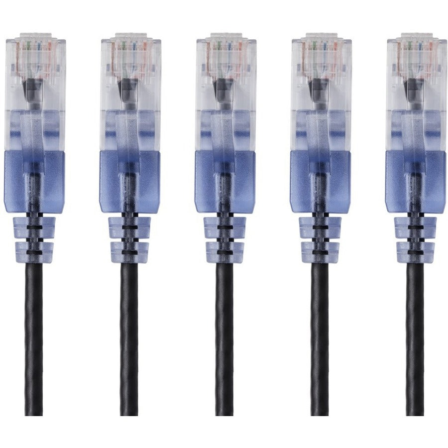 Monoprice 5-Pack SlimRun Cat6A Ethernet Network Patch Cable 7ft Black