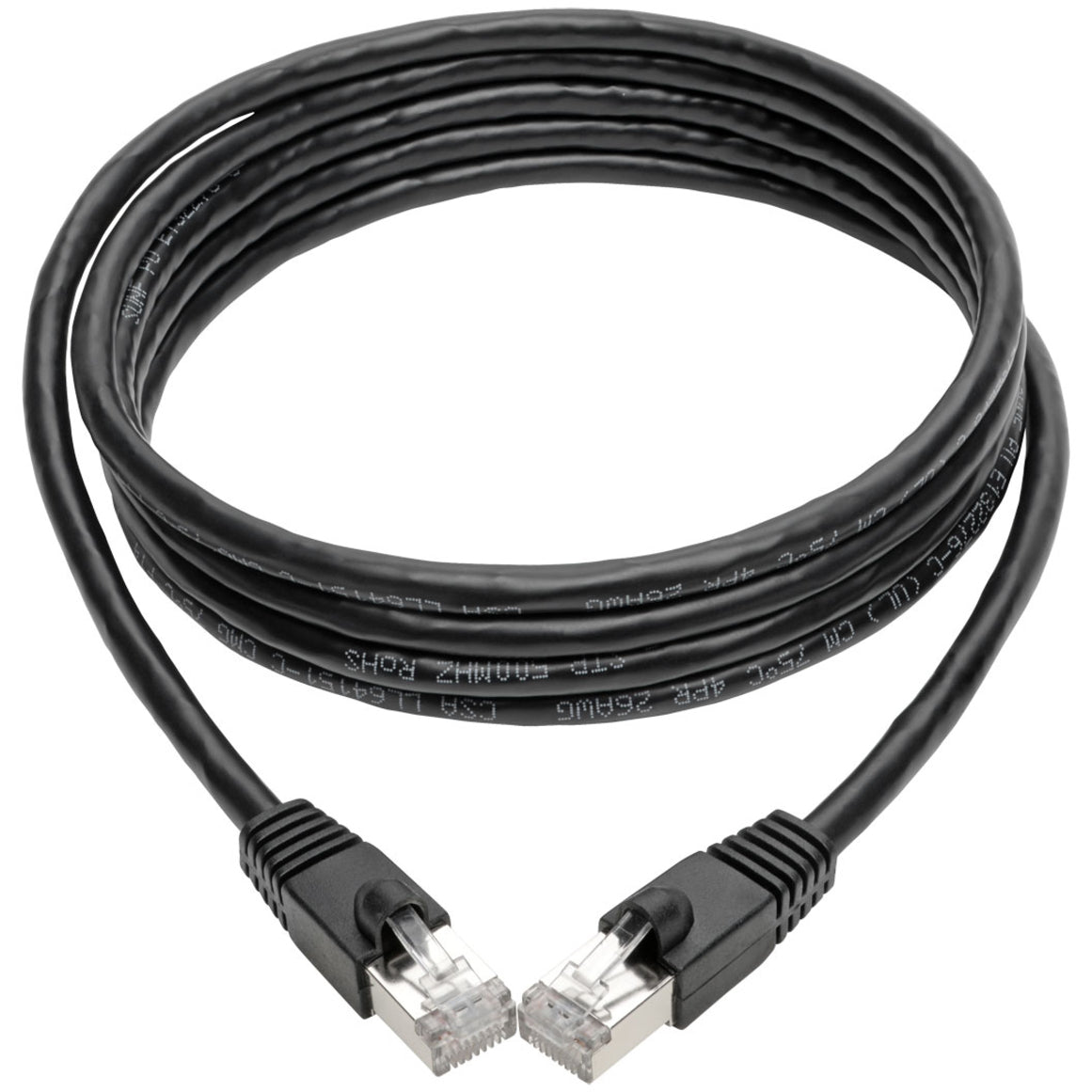 Tripp Lite Cat6a 10G Snagless Shielded STP Ethernet Cable (RJ45 M/M) PoE Black 7 ft. (2.13 m)