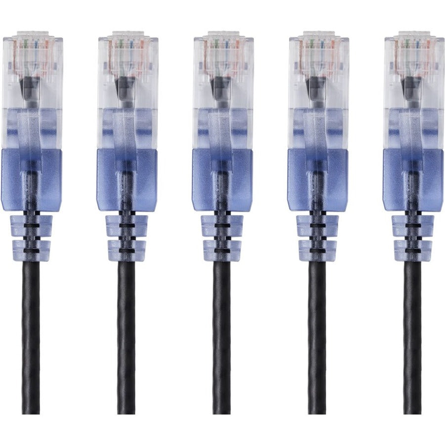 Monoprice 5-Pack SlimRun Cat6A Ethernet Network Patch Cable 10ft Black