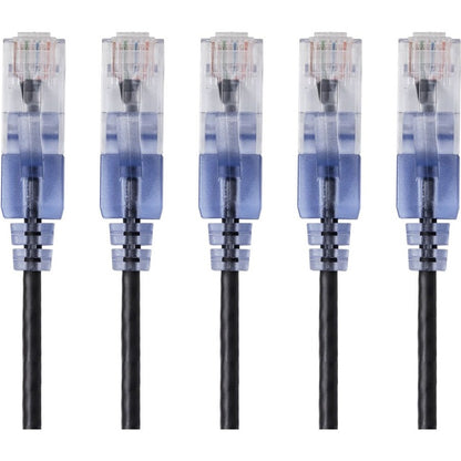 Monoprice 5-Pack SlimRun Cat6A Ethernet Network Patch Cable 10ft Black
