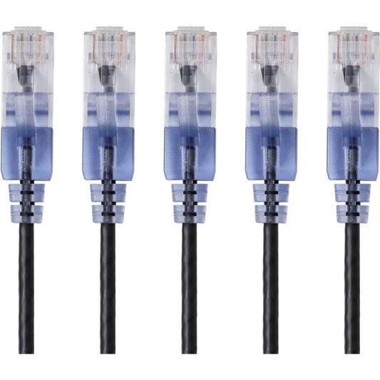 Monoprice 5-Pack SlimRun Cat6A Ethernet Network Patch Cable 10ft Black