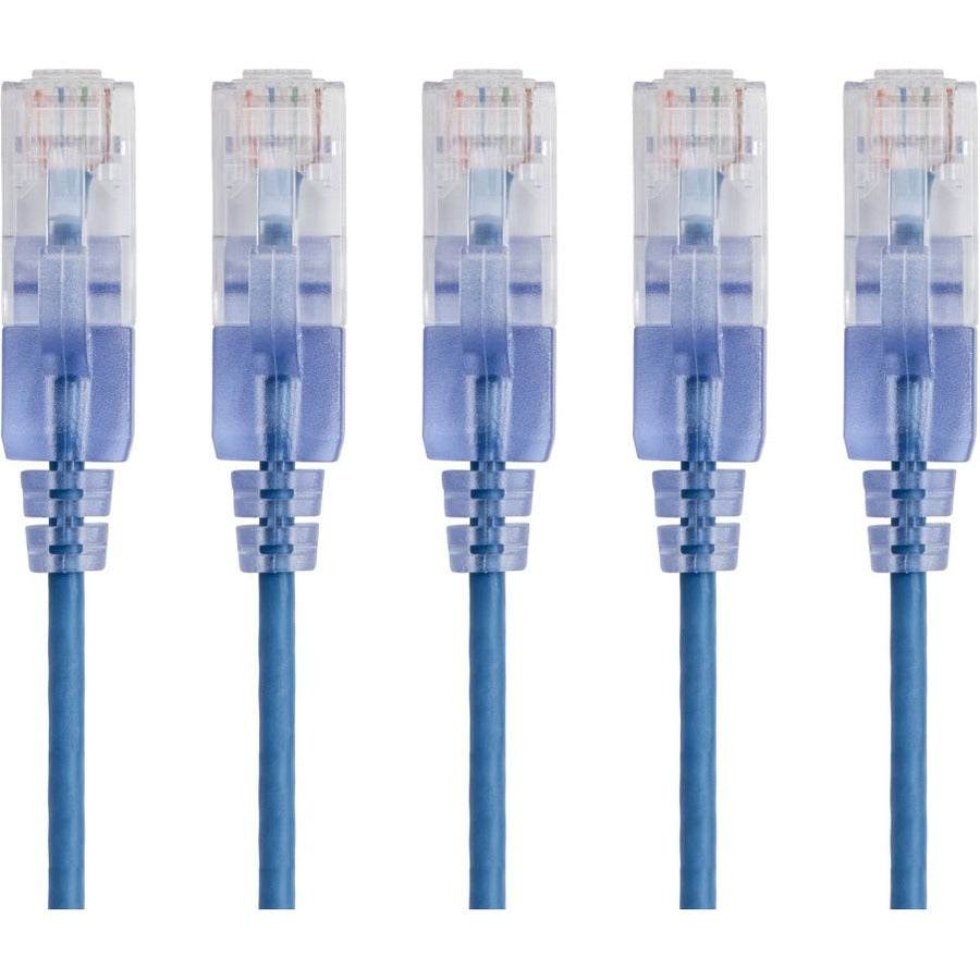Monoprice 5-Pack SlimRun Cat6A Ethernet Network Patch Cable 10ft Blue