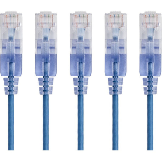 Monoprice 5-Pack SlimRun Cat6A Ethernet Network Patch Cable 10ft Blue