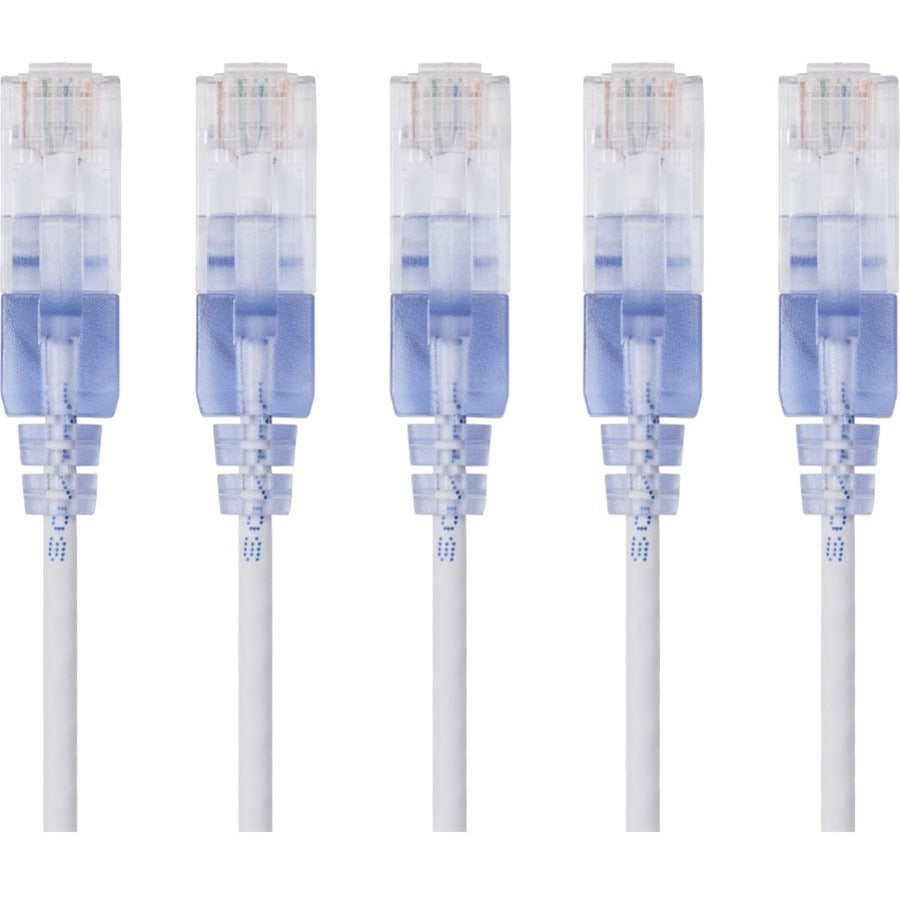 Monoprice 5-Pack SlimRun Cat6A Ethernet Network Patch Cable 10ft White