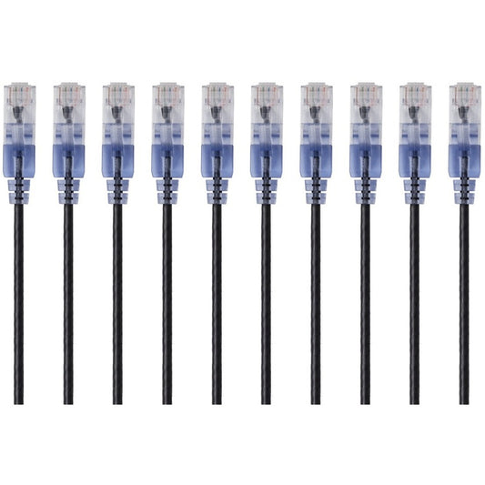 Monoprice 10-Pack SlimRun Cat6A Ethernet Network Patch Cable 1ft Black