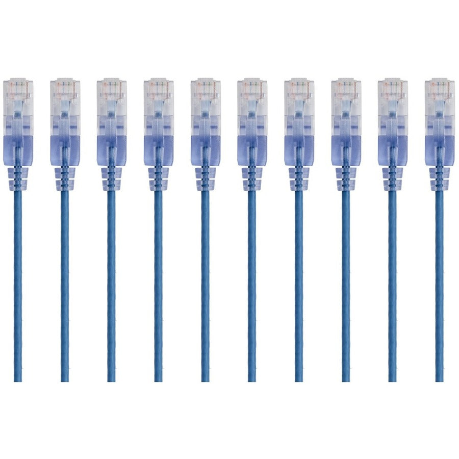 Monoprice 10-Pack SlimRun Cat6A Ethernet Network Patch Cable 1ft Blue