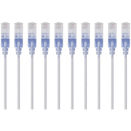 Monoprice 10-Pack SlimRun Cat6A Ethernet Network Patch Cable 1ft White