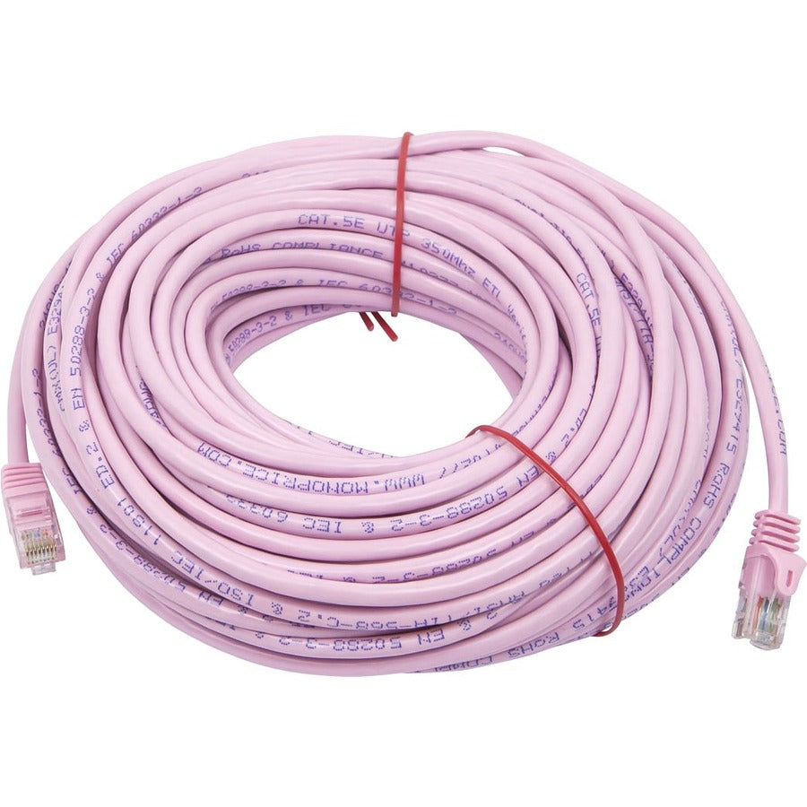 Monoprice FLEXboot Series Cat5e 24AWG UTP Ethernet Network Patch Cable 100ft Pink
