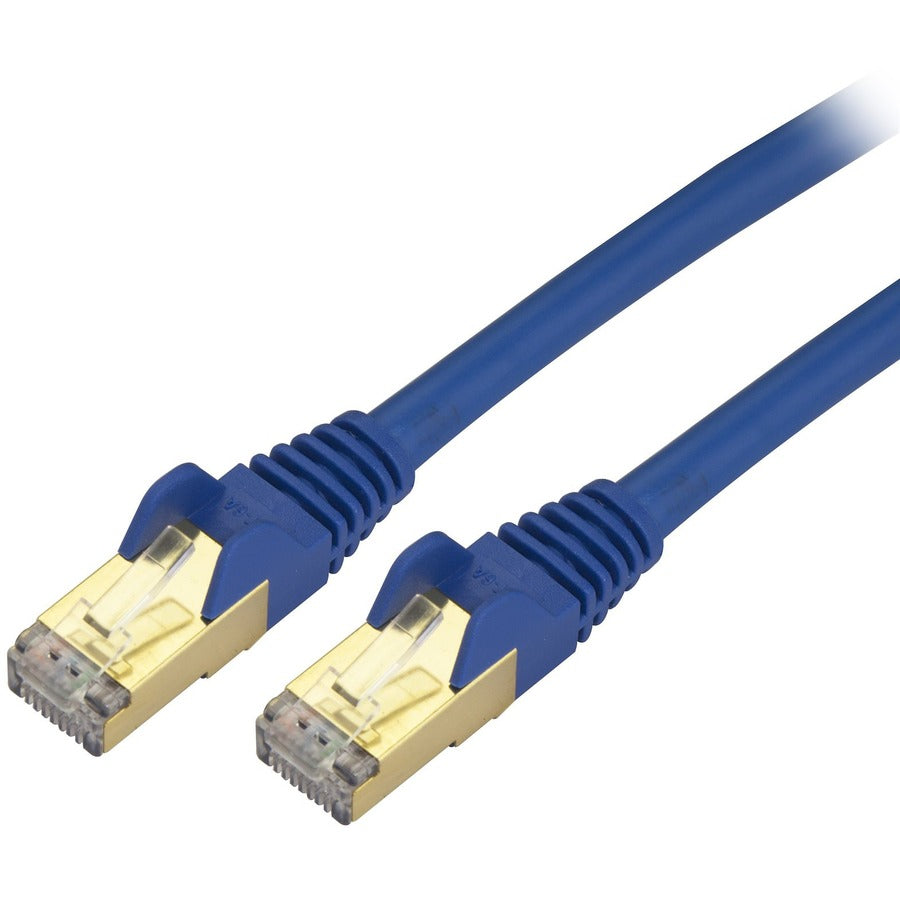 StarTech.com 6 in CAT6a Ethernet Cable - 10 Gigabit Category 6a Shielded Snagless 100W PoE Patch Cord - 10GbE Blue UL Certified Wiring/TIA