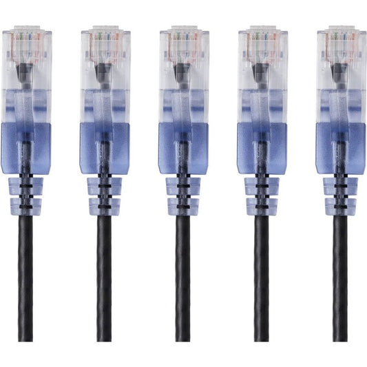Monoprice 5-Pack SlimRun Cat6A Ethernet Network Patch Cable 14ft Black