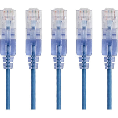 Monoprice 5-Pack SlimRun Cat6A Ethernet Network Patch Cable 14ft Blue
