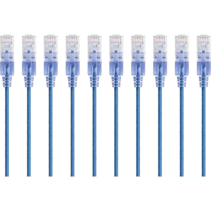 Monoprice 10-Pack SlimRun Cat6A Ethernet Network Patch Cable 3ft Blue