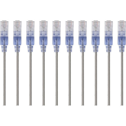 Monoprice 10-Pack SlimRun Cat6A Ethernet Network Patch Cable 3ft Gray