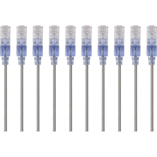 Monoprice 10-Pack SlimRun Cat6A Ethernet Network Patch Cable 3ft Gray