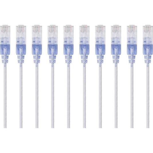 Monoprice 10-Pack SlimRun Cat6A Ethernet Network Patch Cable 3ft White