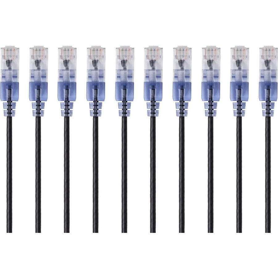 Monoprice 10-Pack SlimRun Cat6A Ethernet Network Patch Cable 5ft Black