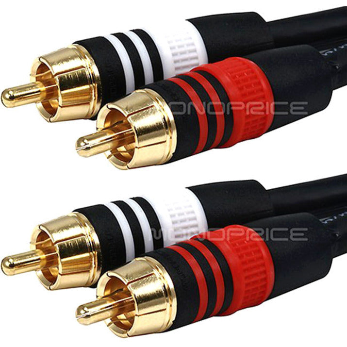 Monoprice 100ft Premium 2 RCA Plug/2 RCA Plug M/M 22AWG Cable - Black