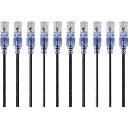Monoprice 10-Pack SlimRun Cat6A Ethernet Network Patch Cable 7ft Black