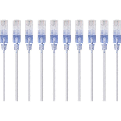 Monoprice 10-Pack SlimRun Cat6A Ethernet Network Patch Cable 7ft White