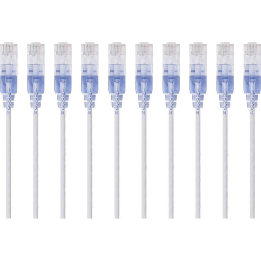 Monoprice 10-Pack SlimRun Cat6A Ethernet Network Patch Cable 7ft White