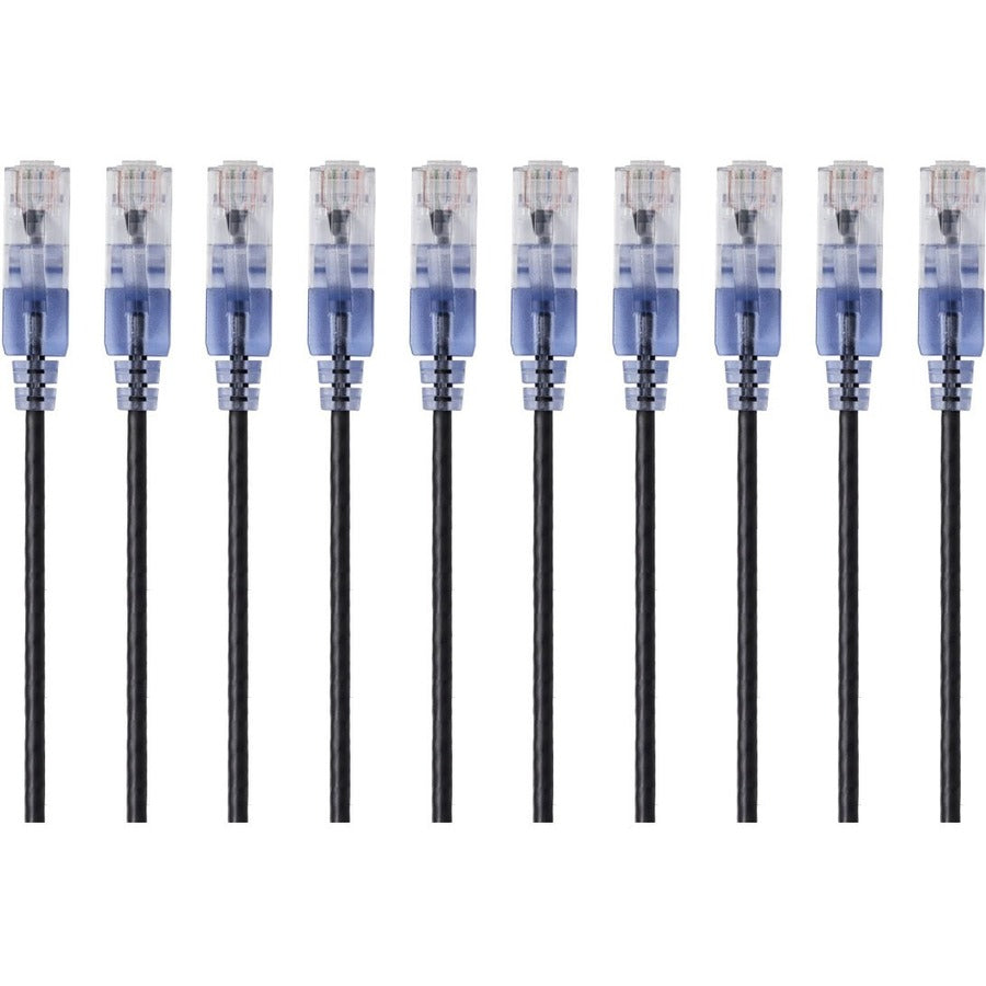 Monoprice 10-Pack SlimRun Cat6A Ethernet Network Patch Cable 10ft Black