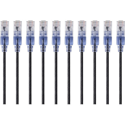 Monoprice 10-Pack SlimRun Cat6A Ethernet Network Patch Cable 10ft Black