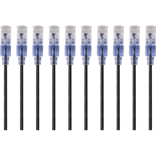 Monoprice 10-Pack SlimRun Cat6A Ethernet Network Patch Cable 10ft Black