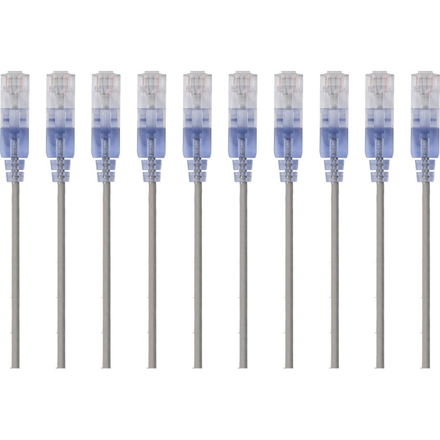 Monoprice 10-Pack SlimRun Cat6A Ethernet Network Patch Cable 10ft Gray