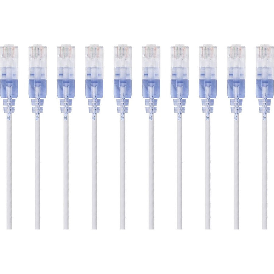 Monoprice 10-Pack SlimRun Cat6A Ethernet Network Patch Cable 10ft White
