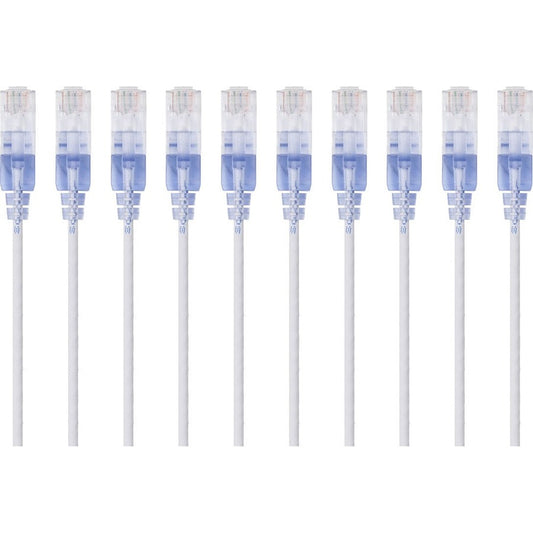 Monoprice 10-Pack SlimRun Cat6A Ethernet Network Patch Cable 10ft White