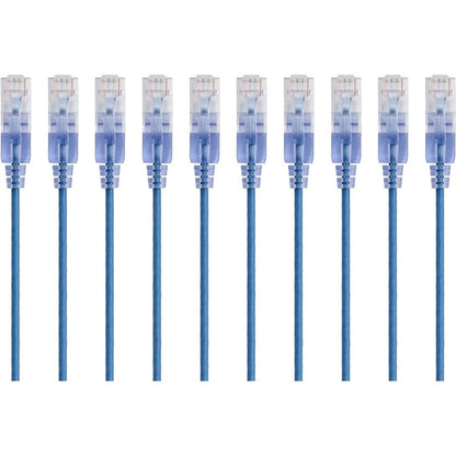Monoprice 10-Pack SlimRun Cat6A Ethernet Network Patch Cable 14ft Blue