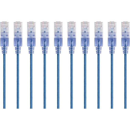 Monoprice 10-Pack SlimRun Cat6A Ethernet Network Patch Cable 14ft Blue