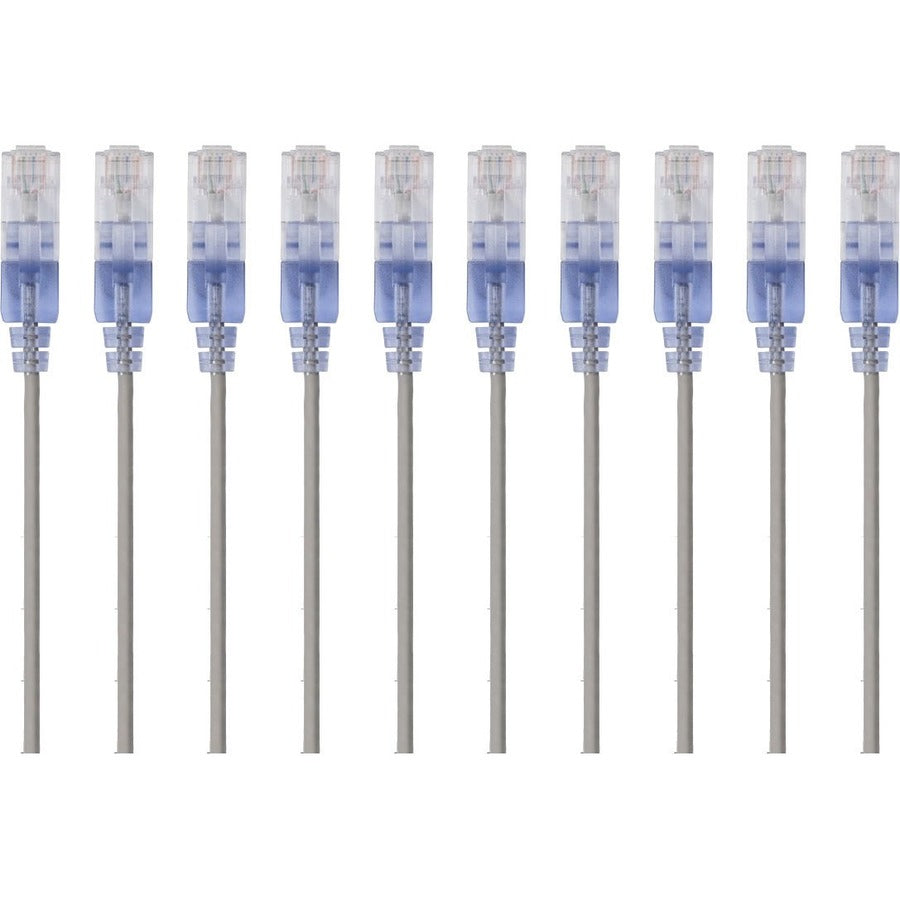 Monoprice 10-Pack SlimRun Cat6A Ethernet Network Patch Cable 14ft Gray
