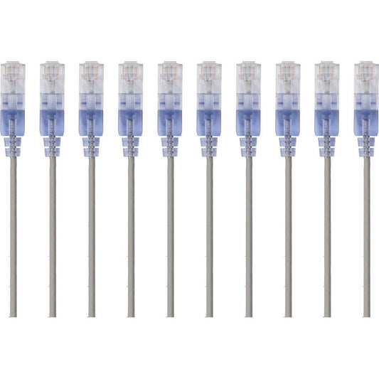 Monoprice 10-Pack SlimRun Cat6A Ethernet Network Patch Cable 14ft Gray