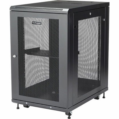 StarTech.com 18U 19" Server Rack Cabinet 4 Post Adjustable Depth 2-30" w/Casters/Cable Management/1U Shelf Locking Doors and Side Panels