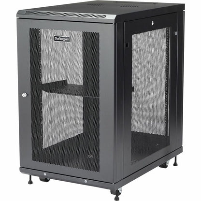StarTech.com 18U 19" Server Rack Cabinet 4 Post Adjustable Depth 2-30" w/Casters/Cable Management/1U Shelf Locking Doors and Side Panels