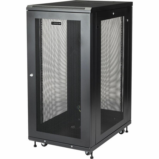 StarTech.com 24U 19" Server Rack Cabinet 4 Post Adjustable Depth 2-30" w/Casters/Cable Management/1U Shelf Locking Doors and Side Panels