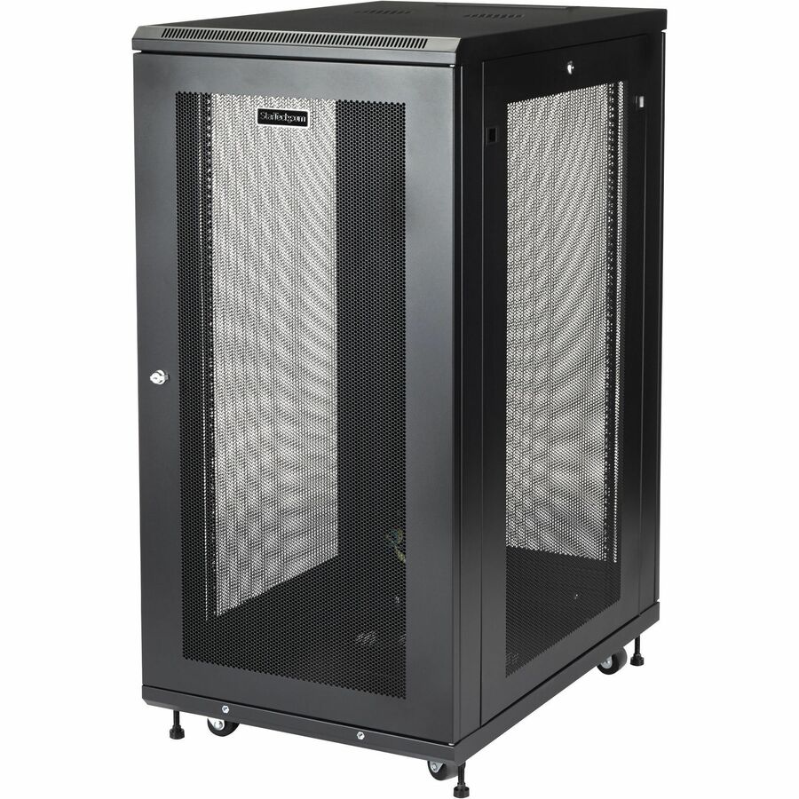 StarTech.com 24U 19" Server Rack Cabinet 4 Post Adjustable Depth 2-30" w/Casters/Cable Management/1U Shelf Locking Doors and Side Panels
